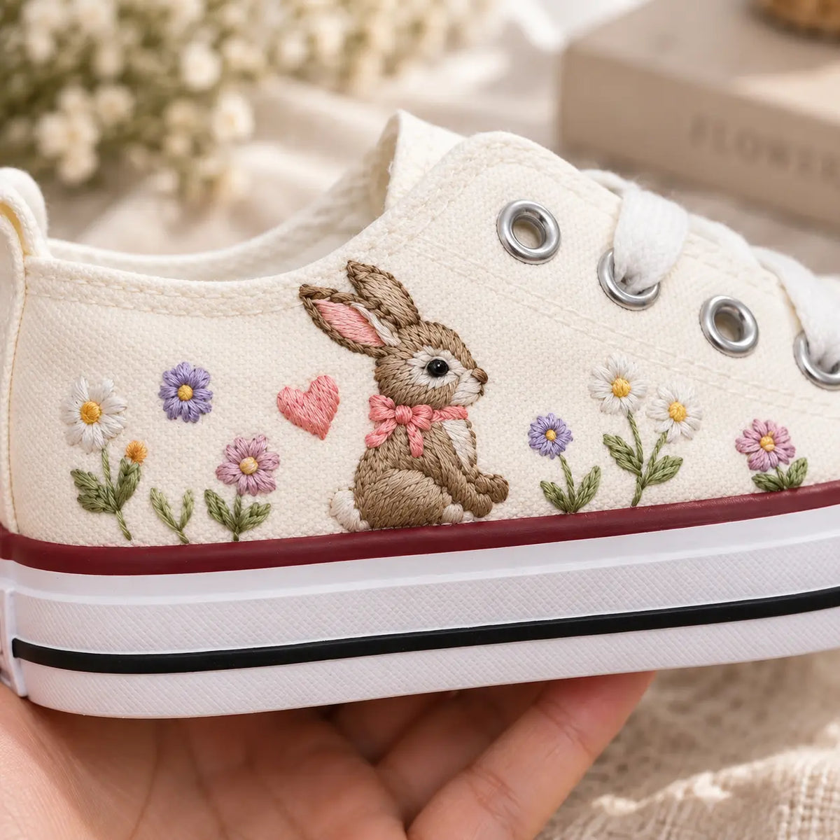 Personalized Bunny Embroidered Sneakers