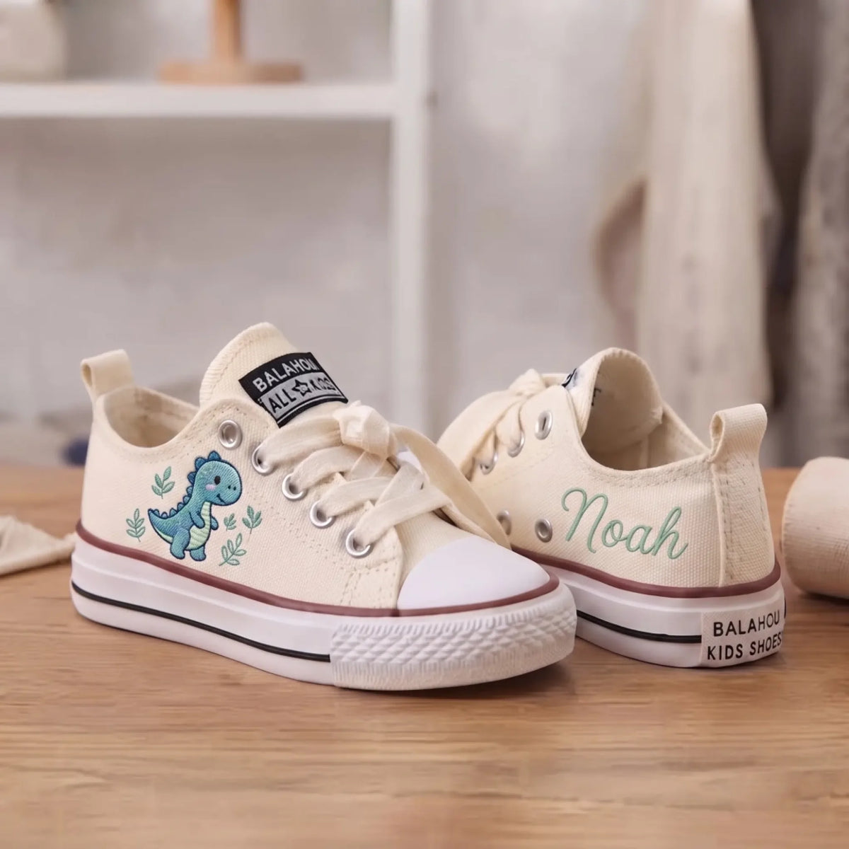 Personalized Dinosaur Embroidered Kids Shoes Custom Name Sneakers5