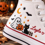 Custom Halloween Ghost Cat High Top Shoes
