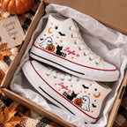 Custom Halloween Ghost Cat High Top Shoes