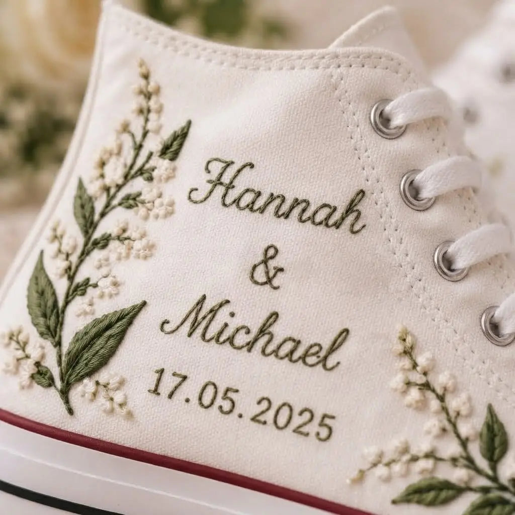 Custom Lily Wedding High Top Sneakers