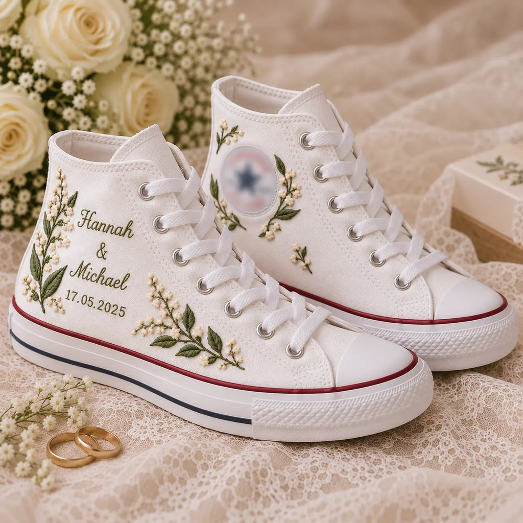 Custom Lily Wedding High Top Sneakers