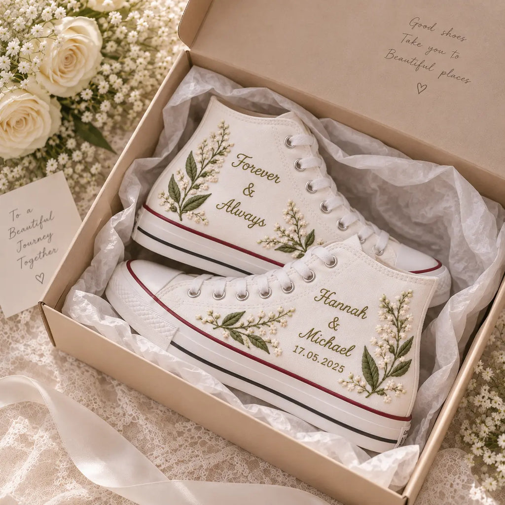 Custom Lily Wedding High Top Sneakers