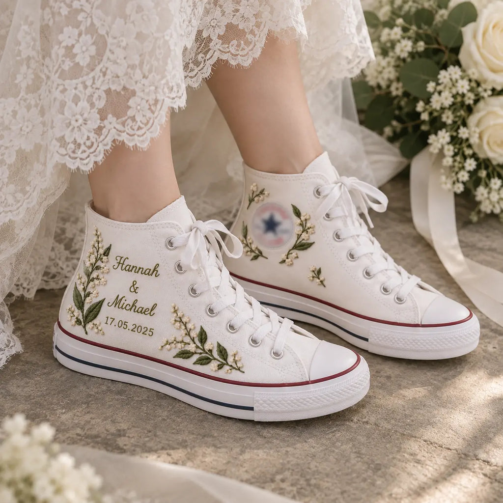 Custom Lily Wedding High Top Sneakers