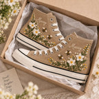 Custom Marry Daisy Bee Embroidered High Tops