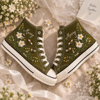 Custom Marry Daisy Bee Embroidered High Tops