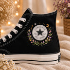Custom Moon Flower Embroidered Wedding Sneakers