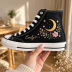 Custom Moon Flower Embroidered Wedding Sneakers