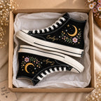 Custom Moon Flower Embroidered Wedding Sneakers