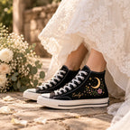 Custom Moon Flower Embroidered Wedding Sneakers