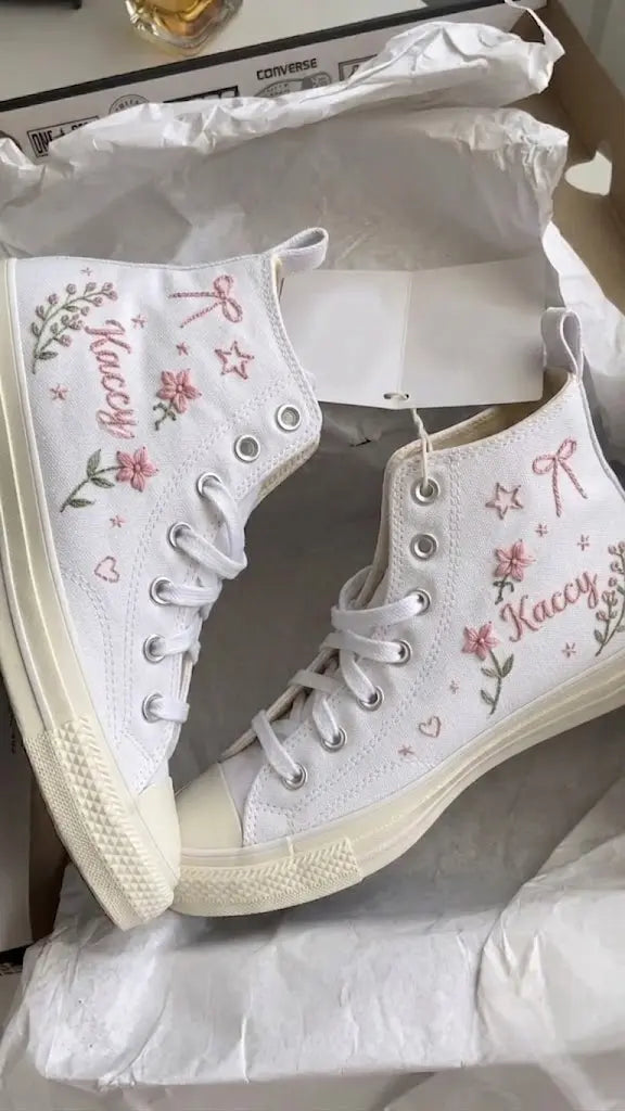 Custom Name Coquette Senior Embroidered Sneakers