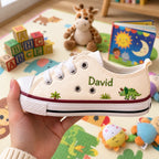 Custom Name Dino Hand Embroidered Sneakers