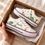 Custom Name Dino Hand Embroidered Sneakers