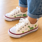 Custom Name Dino Hand Embroidered Sneakers