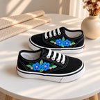 Custom Name Floral Embroidered Kids Sneakers