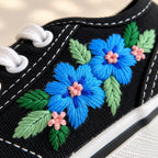 Custom Name Floral Embroidered Kids Sneakers