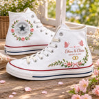 Custom Name Floral Garland Wedding Sneakers