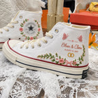 Custom Name Floral Garland Wedding Sneakers