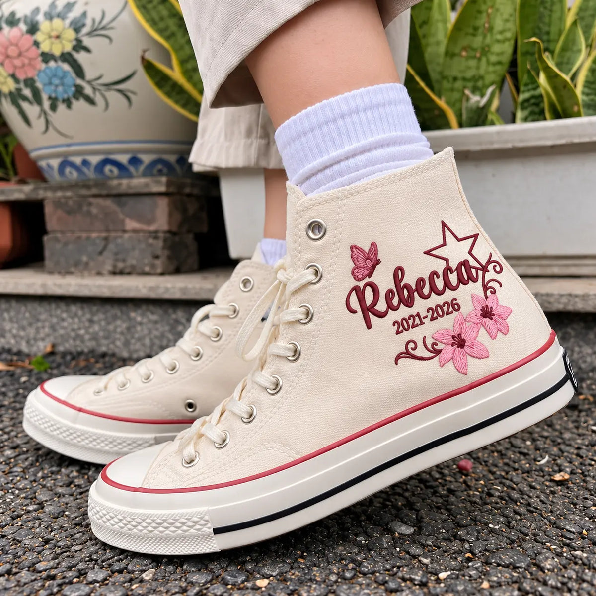 Custom Name Graduation Hand Embroidered Sneakers