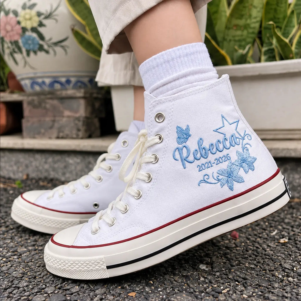 Custom Name Graduation Hand Embroidered Sneakers
