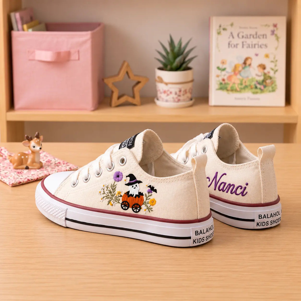 Custom Name Halloween Hand Embroidered Sneakers