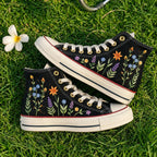 Custom Name Hydrangea Hand Embroidered Sneakers