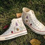 Custom Name Ladybug Hand Embroidered Sneakers