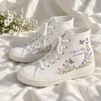 Custom Name Lavender Embroidered Wedding Shoes
