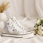 Custom Name Lavender Embroidered Wedding Shoes