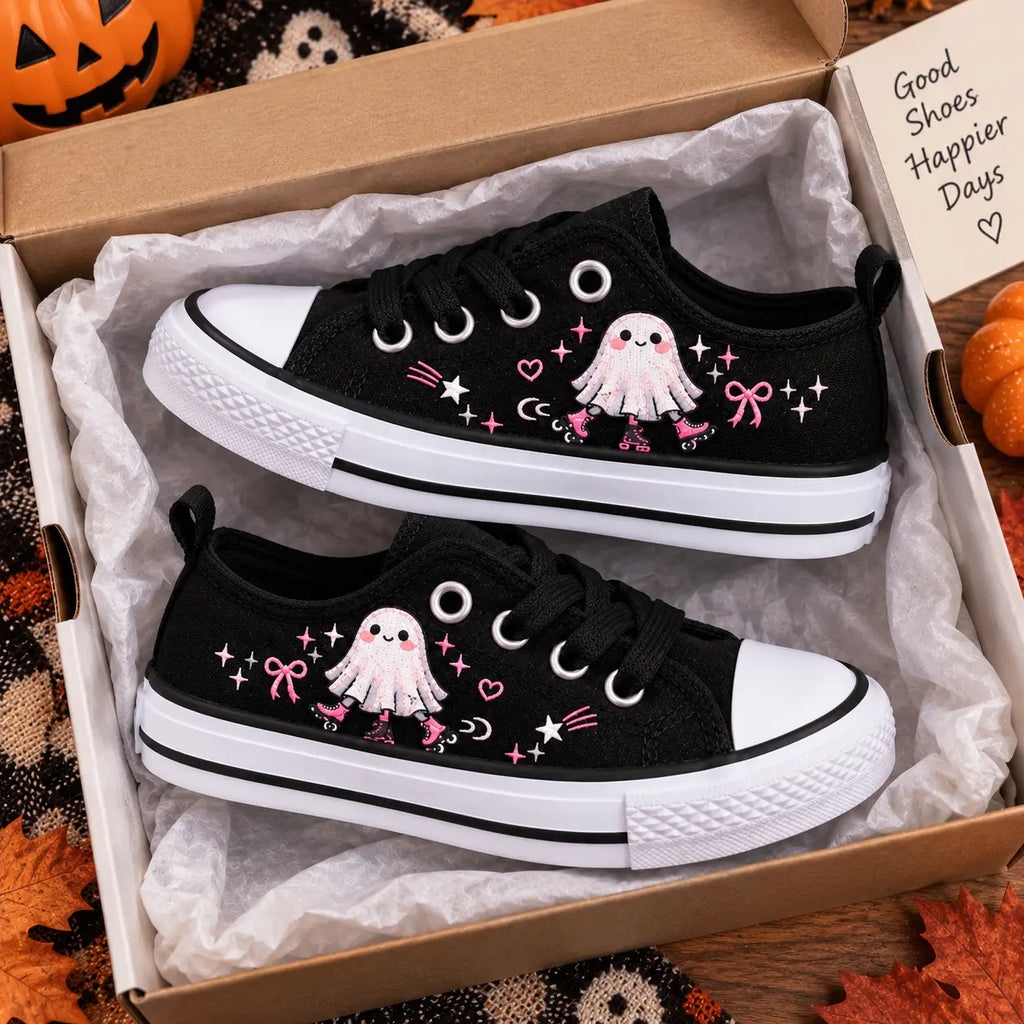 Custom Name Pink Ghost Roller Skates