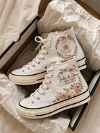 Custom Name Romantic Floral Wedding Sneakers