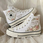 Custom Name Romantic Floral Wedding Sneakers