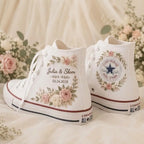 Custom Name Romantic Floral Wedding Sneakers