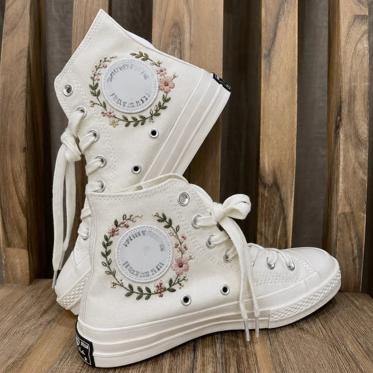 Custom Name Wildflower Embroidered Wedding Shoes