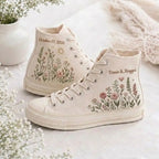 Custom Name Wildflower Embroidered Wedding Shoes