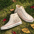 Custom Name Wildflower Embroidered Wedding Shoes
