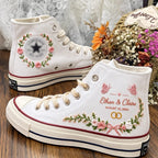 Custom Name Floral Garland Wedding Sneakers