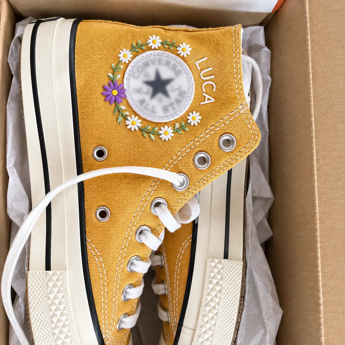 Custom Name Wildflower Hand Embroidered Sneakers