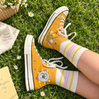 Custom Name Wildflower Hand Embroidered Sneakers