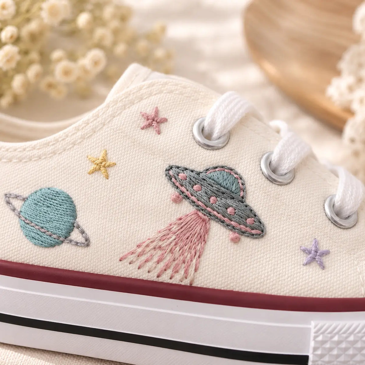 Custom Space Planet Embroidered Kids Shoes