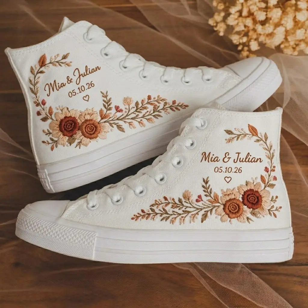 Custom Wedding Sneakers with Embroidered Names