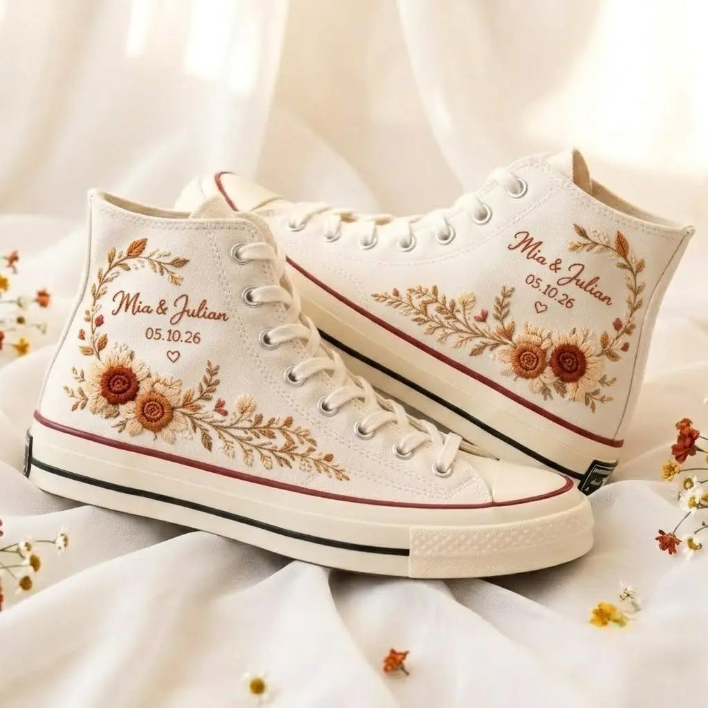 Custom Wedding Sneakers with Embroidered Names