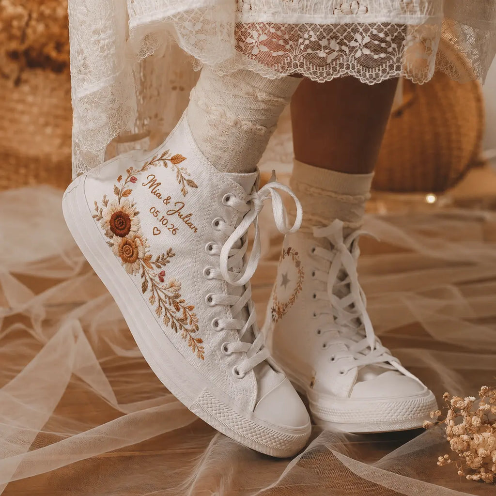 Custom Wedding Sneakers with Embroidered Names
