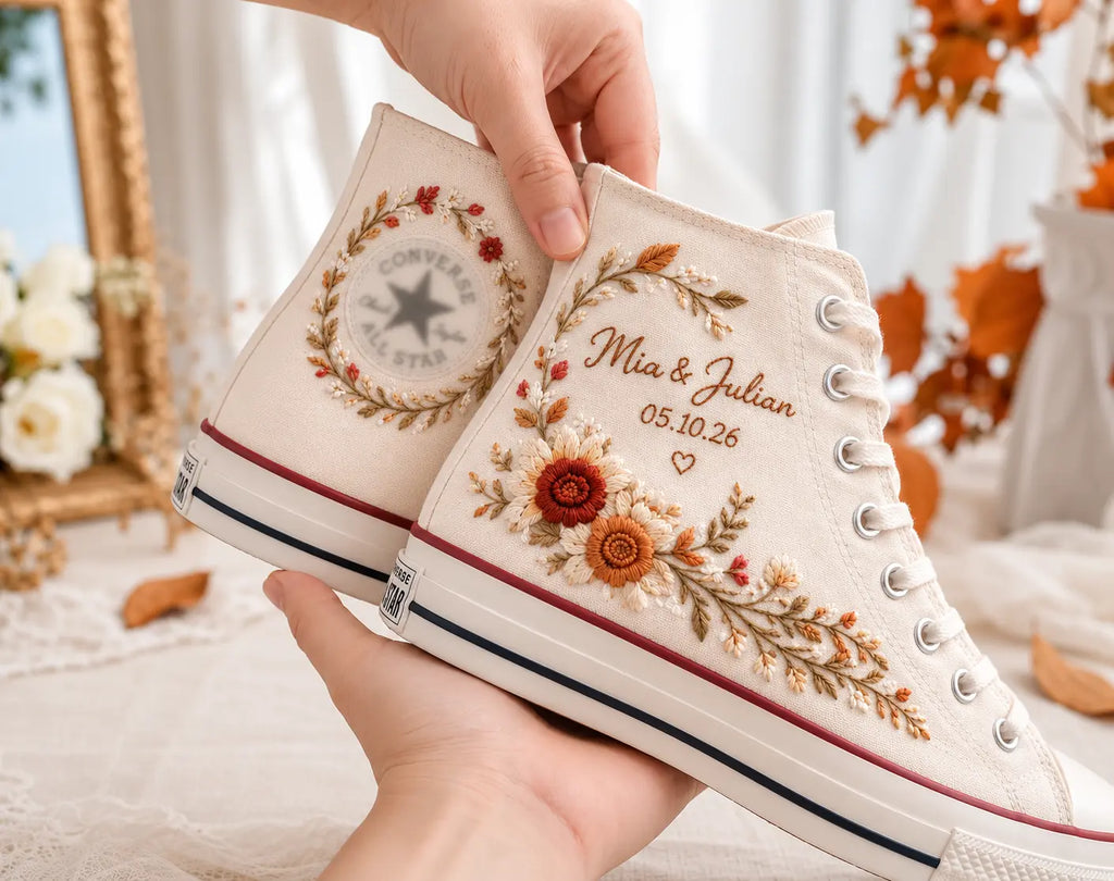 Custom Wedding Sneakers with Embroidered Names