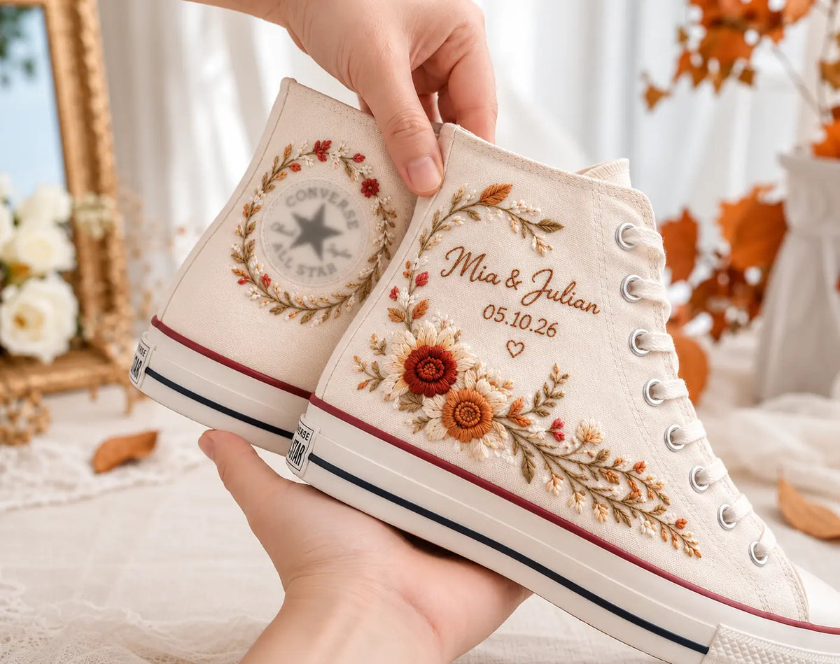 Custom Wedding Sneakers with Embroidered Names
