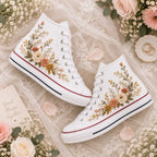 Embroidered Floral Wedding High Top Shoes