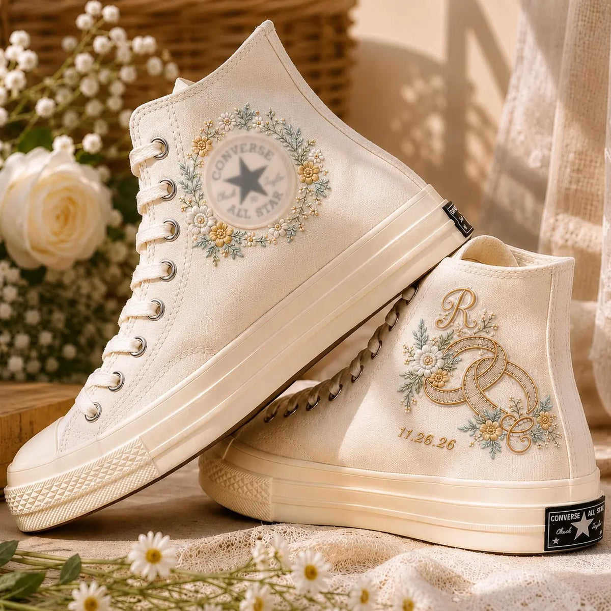 Hand Embroidered Monogram Ring Shoes
