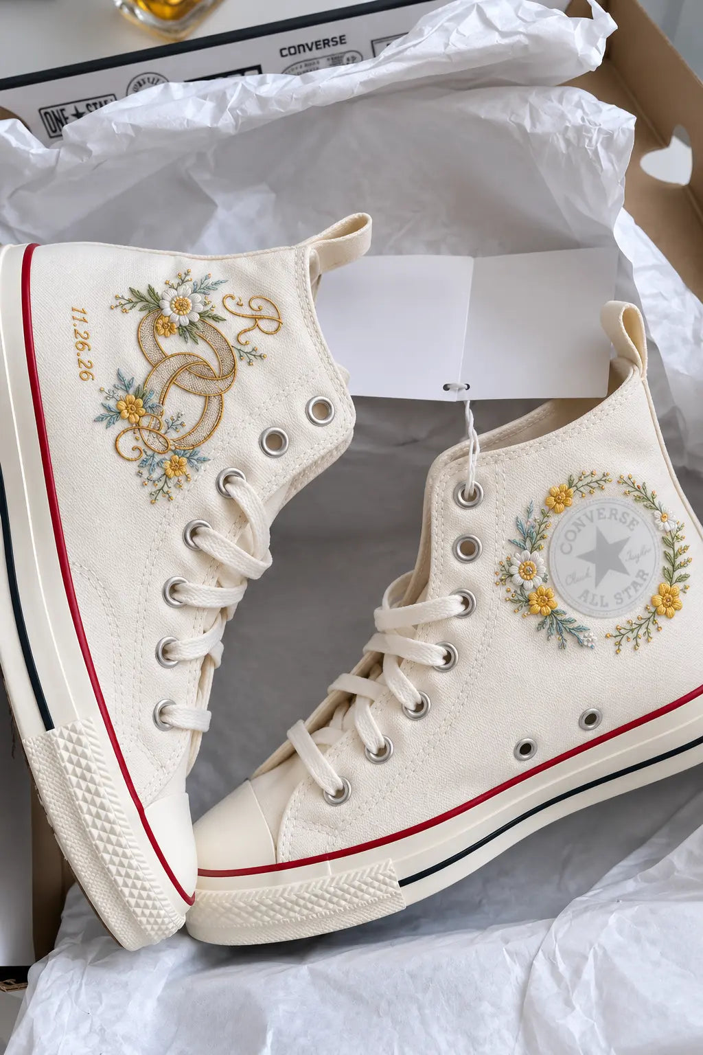 Hand Embroidered Monogram Ring Shoes
