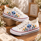Kids Custom Skeleton Floral Embroidered Shoes