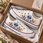 Kids Custom Skeleton Floral Embroidered Shoes